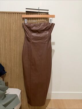 meshki brown leather dress | Dresses | Meshki Pamela Strapless Faux Chocolate Sz Xs Color:Custom color from color chart